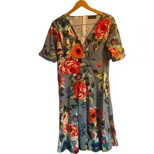 Mint Limit Vintage Retro 1950s Wrap VNeck Half Sleeve Floral Fit and Flare. XL